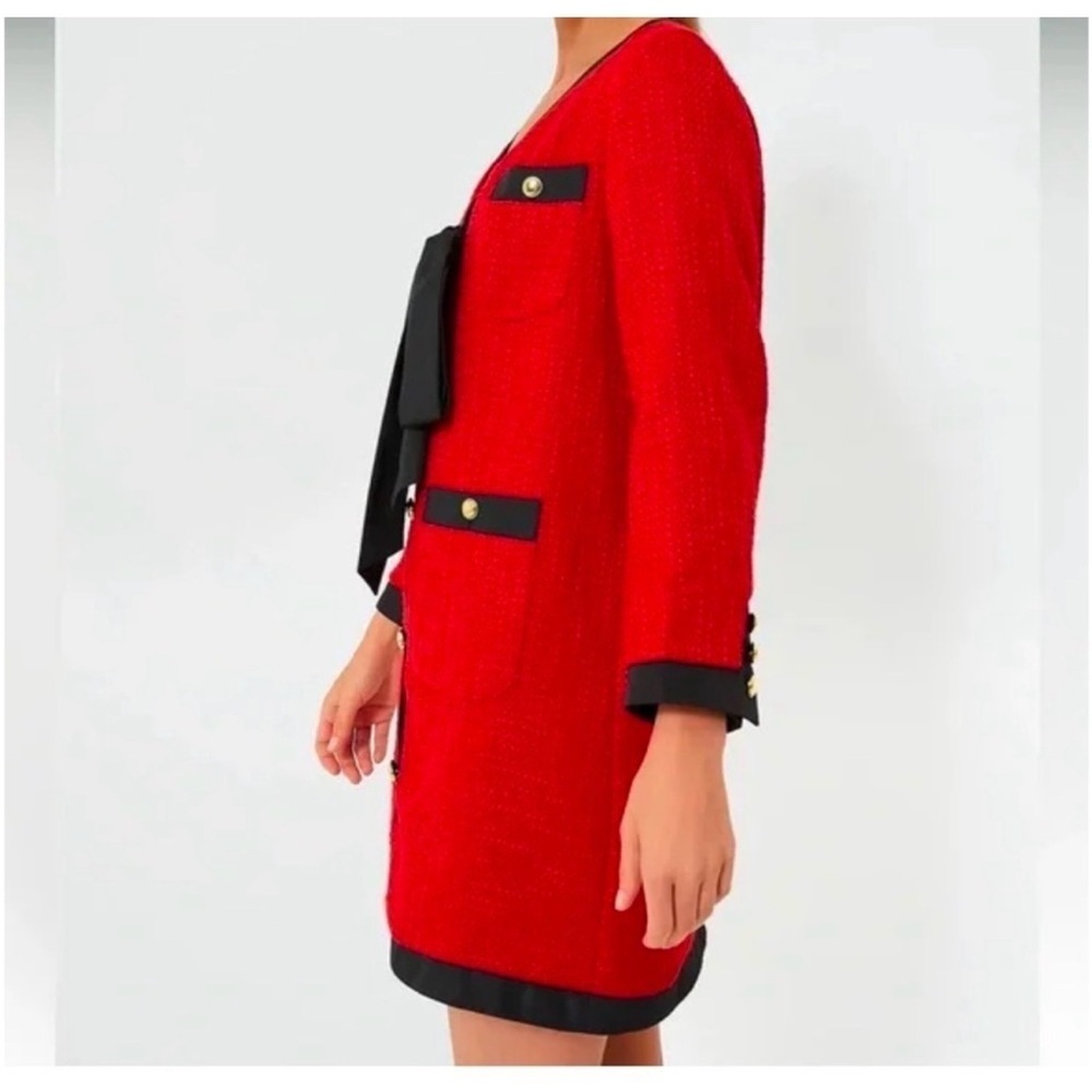 Pomander Place Red Tweed Bow Mini Dress 3X | NWT Contrast Trim - Picture 5 of 15